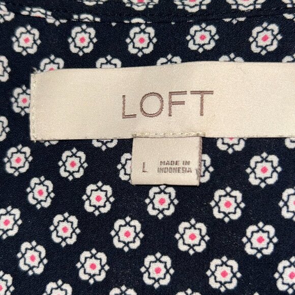 Loft Sleeveless Scoop Neck Top size Large Navy Blue - Picture 5 of 7